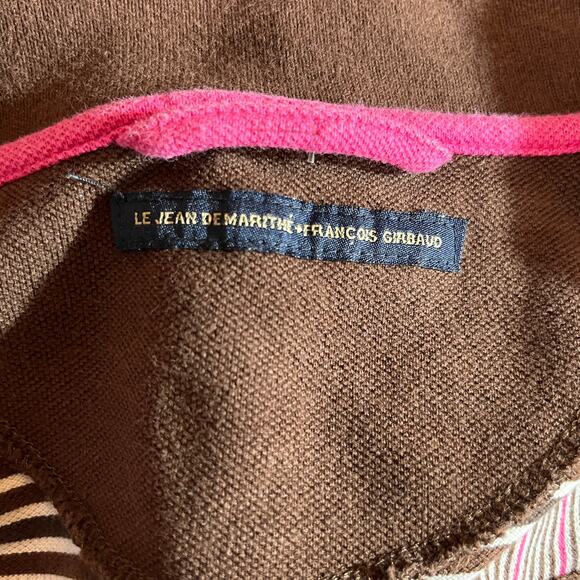 Vintage Francois Girbaud Polo Shirt‎ Mens 2XL Brown Striped Short Sleeve 90s Y2K - Picture 7 of 12